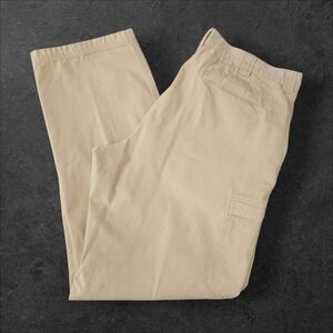 L.L. Bean Cargo Chino Pants Men's 36x34 Khaki Beige Pockets Fishing Hiking Slack